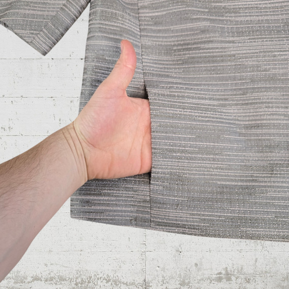 Ann Taylor Silver Metallic Tweed Short Sleeve Collared Boxy Jacket Size Large - Picture 3 of 7